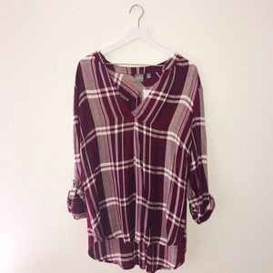 NY&C Purple Plaid Top Size XL